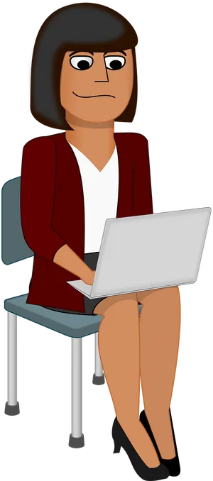 Businesswoman Using Laptop PNG Image