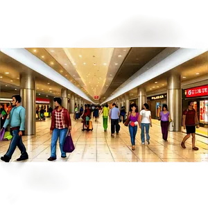 Busy Mall Corridor Png 06122024 PNG Image