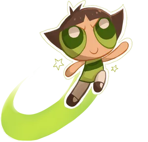 Buttercup Flying Powerpuff Girls PNG Image