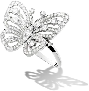 Butterfly Diamond Ring Silver PNG Image