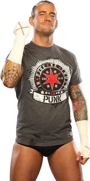 C M Punk Posewith Fist Raised PNG Image