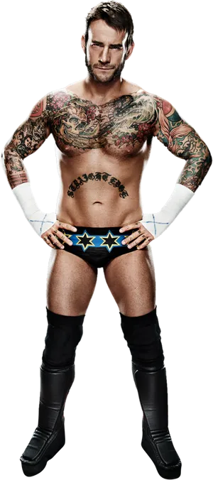 C M Punk Wrestling Pose PNG Image