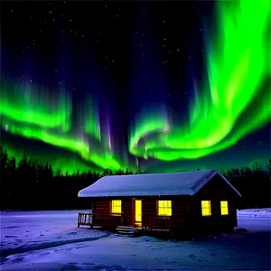 Cabin Under The Northern Lights Png Bri19 PNG Image