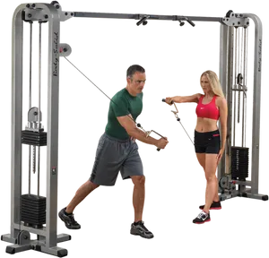 Cable Machine Workoutwith Instructor PNG Image