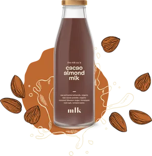 Cacao Almond Milk Bottle PNG Image