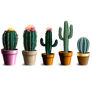 Cactus Potted Plants Set Png Caq PNG Image