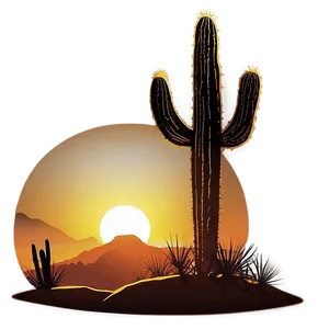 Cactus Sunset Landscape Png 06282024 PNG Image