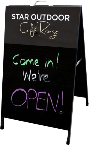 Cafe Open Sign Blackboard PNG Image