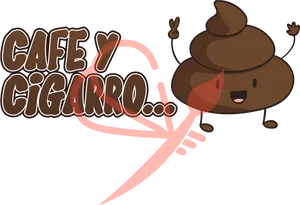 Cafey Cigarro Poop Character PNG Image