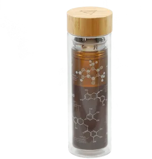 Caffeine Molecule Glass Water Bottle PNG Image