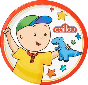 Caillou Animated Character Plate Design PNG Image