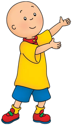 Caillou Cartoon Character Gesture PNG Image