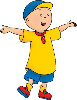 Caillou Cartoon Character Welcoming Pose PNG Image