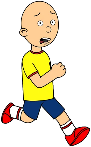 Caillou Running Worried Cartoon PNG Image