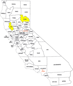 California Counties Highlighted Map PNG Image