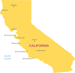 California Map Yellow Outline PNG Image