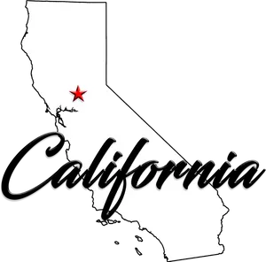 California Outlinewith Starand Name PNG Image