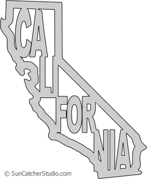 California Outlinewith Text Graphic PNG Image