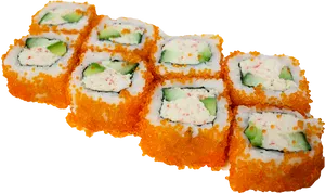 California Roll Sushiwith Tobiko PNG Image