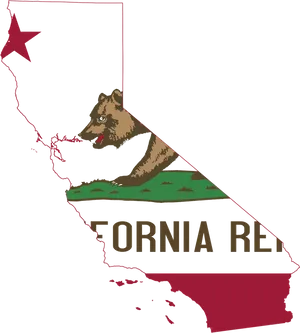 California State Outlinewith Bearand Star PNG Image