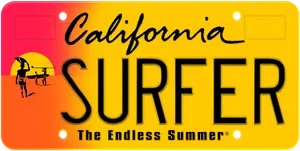 California Surfer License Plate PNG Image