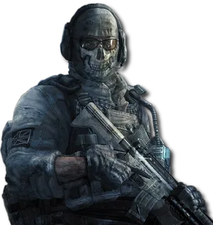 Callof Duty Soldierwith Skull Mask PNG Image