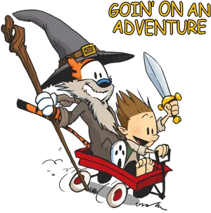 Calvinand Hobbes Adventure Wagon PNG Image