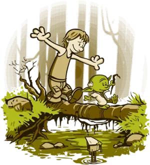 Calvinand Hobbes Imaginative Adventure PNG Image