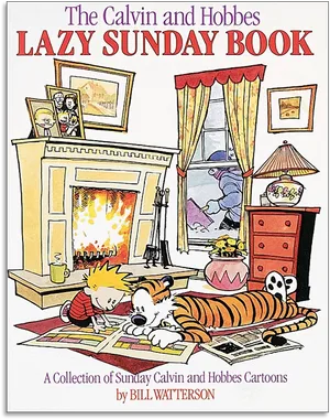 Calvinand Hobbes Lazy Sunday Book Cover PNG Image