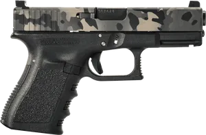 Camo Pattern Glock Pistol PNG Image