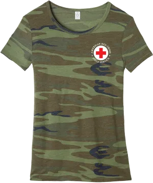 Camo Tshirt Red Cross Logo PNG Image