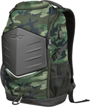 Camouflage Backpackwith Hardshell Cover PNG Image