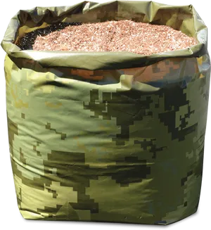 Camouflage Bag Filledwith Copper Shavings PNG Image