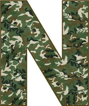 Camouflage Pattern Letter N PNG Image