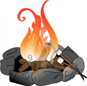 Campfirewith Marshmallows Clipart PNG Image