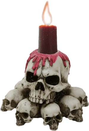 Candlelit Skull Decoration PNG Image