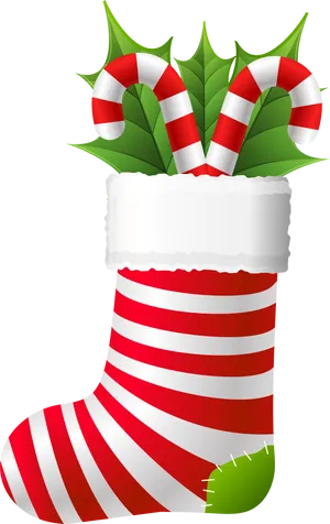 Candy Cane Christmas Stocking PNG Image