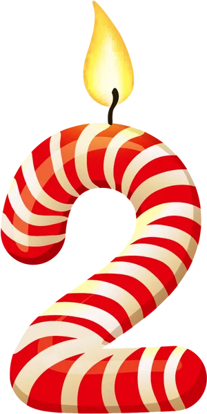 Candy Cane Number Two PNG Image