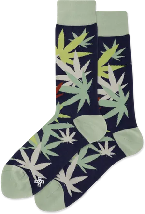 Cannabis Leaf Pattern Socks PNG Image