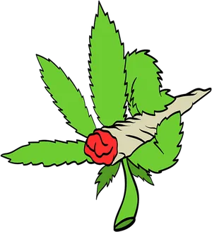 Cannabis Leafand Rose Graphic PNG Image