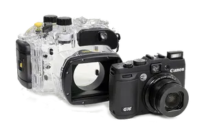 Canon G16 Camerawith Underwater Housing PNG Image