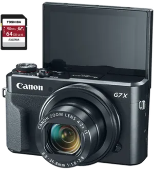 Canon G7 X Camerawith Flip Screen PNG Image