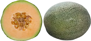 Cantaloupe Halfand Whole PNG Image