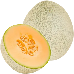 Cantaloupe Sliceand Whole PNG Image