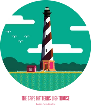 Cape Hatteras Lighthouse Illustration PNG Image