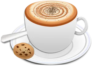 Cappuccinoand Cookie Illustration PNG Image