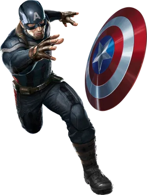 Captain America Action Pose PNG Image