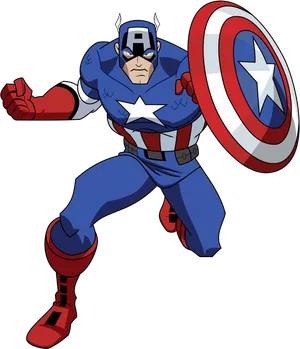 Captain America Animated Action Pose PNG Image