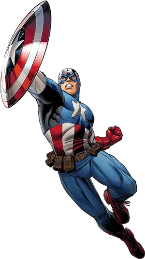 Captain America Shield Action Pose PNG Image