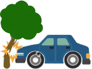 Car Crash Into Tree Illustration PNG Image